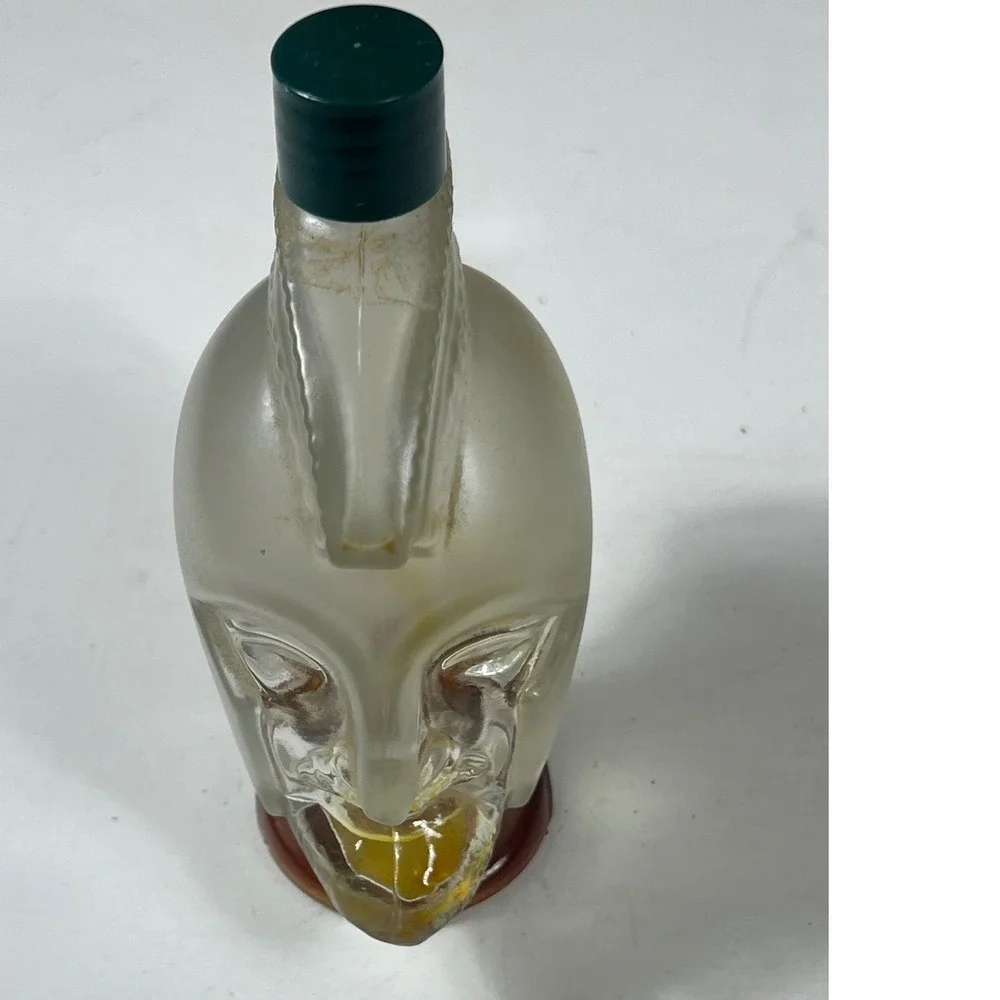 Vintage Avon Spartan Head Glass Decanter Cologne Bottle With Green Cap‎